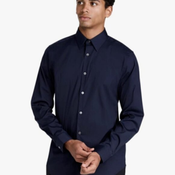 Theory Men's Murrary Linen Cotton Blend Woven Button Down Blue Shirt XXL - Picture 8 of 8